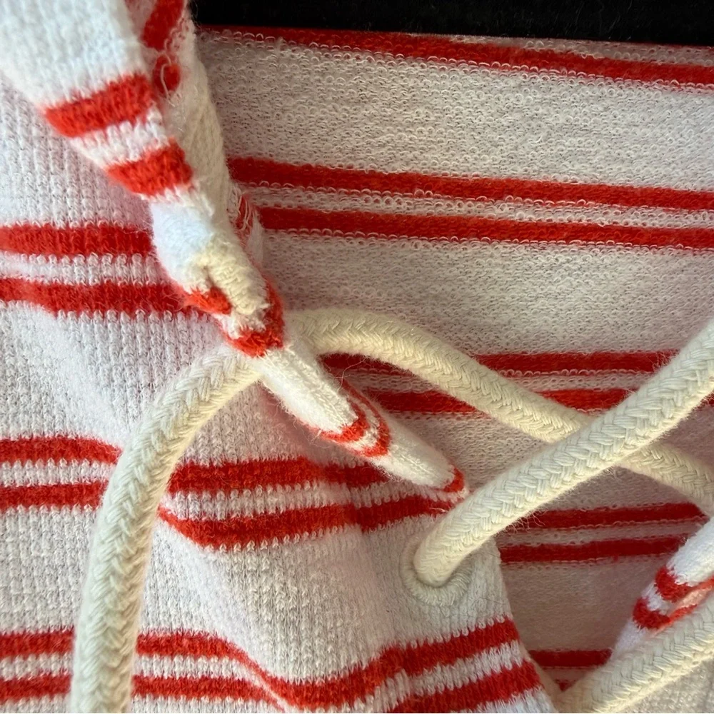 J. Crew Red and White Striped Hoody and Shorts Set - Picture 6 of 9